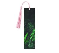 Segnalibro in legno con nappe in legno da appendere verde tropicale pianta della giungla segnalibri fatti a mano ornamenti vintage in legno segni di libri artigianali per lettura di libri per donne