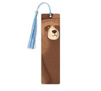 Segnalibro in legno con orso marrone, segnalibro fai da te in legno con nappe colorate, etichette regalo in legno, regalo insolito per gli amanti dei libri, uomini e donne