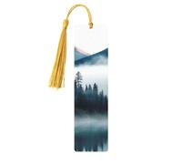 Segnalibro in legno con paesaggio con montagne nebbiose per uomini donne insegnanti regalo vintage fatto a mano segni di libri per leggere segnapagine etichette regalo ornamenti segnalibri in legno