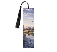 Segnalibro in legno con paesaggio con un tradizionale mulino a vento, segnalibro fai da te in legno con nappe colorate, etichette regalo in legno, regalo insolito per gli amanti dei libri, uomini e