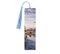 Segnalibro in legno con paesaggio con un tradizionale mulino a vento, segnalibro fai da te in legno con nappe colorate, etichette regalo in legno, regalo insolito per gli amanti dei libri, uomini e
