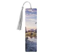 Segnalibro in legno con paesaggio con un tradizionale mulino a vento, segnalibro fai da te in legno con nappe colorate, etichette regalo in legno, regalo insolito per gli amanti dei libri, uomini e