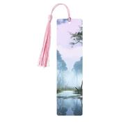 Segnalibro in legno con paesaggio palude, segnalibro fai da te in legno con nappe colorate, etichette regalo in legno, regalo insolito per gli amanti dei libri, uomini e donne