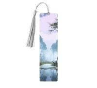 Segnalibro in legno con paesaggio palude, segnalibro fai da te in legno con nappe colorate, etichette regalo in legno, regalo insolito per gli amanti dei libri, uomini e donne