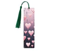 Segnalibro in legno con palloncino a forma di cuore rosa con tasse, segnalibri romantici di San Valentino per donne, uomini, amanti dei libri, segnalibri di pagina per studenti, insegnanti, scrittori,