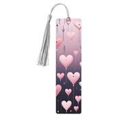 Segnalibro in legno con palloncino a forma di cuore rosa con tasse, segnalibri romantici di San Valentino per donne, uomini, amanti dei libri, segnalibri di pagina per studenti, insegnanti, scrittori,