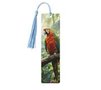 Segnalibro in legno con pappagallo della foresta pluviale Segnalibro in legno vintage da appendere etichette segnalibri ornamenti con nappe carino segnalibro per lettura di pagine per donne uomini