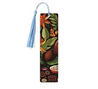 Segnalibro in legno con pianta di cacao e foglie di tasse, segnalibri floreali per donne, uomini, amanti dei libri, segnalibri per studenti, insegnanti, lettori, scrittori, regali