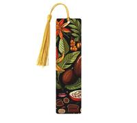 Segnalibro in legno con pianta di cacao e foglie di tasse, segnalibri floreali per donne, uomini, amanti dei libri, segnalibri per studenti, insegnanti, lettori, scrittori, regali