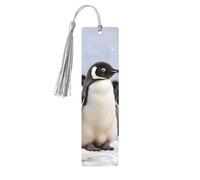 Segnalibro in legno con pinguini giovani con neve per gli amanti dei libri, segnalibri fai da te in legno da appendere etichette in legno con nappe colorate etichette per regali in legno, ornamenti