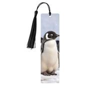 Segnalibro in legno con pinguini giovani con neve per gli amanti dei libri, segnalibri fai da te in legno da appendere etichette in legno con nappe colorate etichette per regali in legno, ornamenti