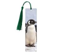 Segnalibro in legno con pinguini giovani con neve per gli amanti dei libri, segnalibri fai da te in legno da appendere etichette in legno con nappe colorate etichette per regali in legno, ornamenti