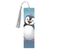Segnalibro in legno con pinguino felice, per uomini e donne, segnalibro in legno unico fatto a mano, con nappa, per amanti dei libri, regalo di compleanno per insegnanti