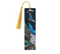 Segnalibro in legno con piuma di pavone blu, per uomini, donne, insegnanti, regalo vintage, fatto a mano, segna libri per leggere pagine marcatori da appendere etichette regalo ornamenti segnalibri in