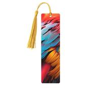 Segnalibro in legno con piume colorate per uomini e donne che leggono segnalibri in legno unici fatti a mano con nappa ciondolo segnalibro artigianale per amanti dei libri regalo di compleanno