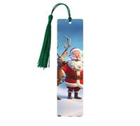 Segnalibro in legno con renna di Babbo Natale per gli amanti dei libri, segnalibri fai da te in legno da appendere con nappe colorate, etichette in legno, ornamenti, regalo insolito per uomini e donne