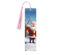 Segnalibro in legno con renna di Babbo Natale per gli amanti dei libri, segnalibri fai da te in legno da appendere con nappe colorate, etichette in legno, ornamenti, regalo insolito per uomini e donne