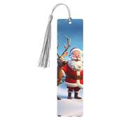 Segnalibro in legno con renna di Babbo Natale per gli amanti dei libri, segnalibri fai da te in legno da appendere con nappe colorate, etichette in legno, ornamenti, regalo insolito per uomini e donne