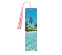 Segnalibro in legno con sabbia da spiaggia Hawaii Sea Segnalibro con nappa, per donne e uomini, per leggere le pagine, regali per gli amanti dei libri