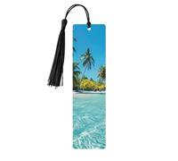 Segnalibro in legno con sabbia da spiaggia Hawaii Sea Segnalibro con nappa, per donne e uomini, per leggere le pagine, regali per gli amanti dei libri