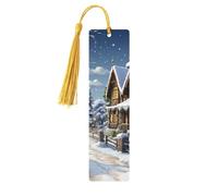 Segnalibro in legno con scena felice invernale di Natale per uomini donne insegnanti regalo vintage fatto a mano segni di libri per leggere pagine marcatori da appendere etichette regalo ornamenti
