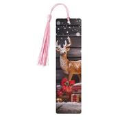 Segnalibro in legno con scritta "Merry Christmas", per gli amanti dei libri, segnalibri fai da te in legno da appendere con nappe colorate, etichette regalo in legno, ornamenti, regalo insolito per