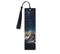Segnalibro in legno con scritta "Notte stellata" delle montagne, per uomini e donne, per leggere segnalibri in legno unici fatti a mano con nappa, per amanti dei libri, regalo di compleanno per