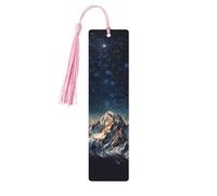 Segnalibro in legno con scritta "Notte stellata" delle montagne, per uomini e donne, per leggere segnalibri in legno unici fatti a mano con nappa, per amanti dei libri, regalo di compleanno per
