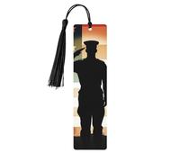 Segnalibro in legno con scritta "Thank You Soldier Saluting America Flag - Segnalibri in legno unici fatti a mano con nappa pendente" Segnalibro artigianale per amanti dei libri, regalo per insegnanti