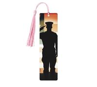 Segnalibro in legno con scritta "Thank You Soldier Saluting America Flag - Segnalibri in legno unici fatti a mano con nappa pendente" Segnalibro artigianale per amanti dei libri, regalo per insegnanti