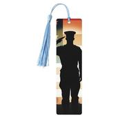 Segnalibro in legno con scritta "Thank You Soldier Saluting America Flag - Segnalibri in legno unici fatti a mano con nappa pendente" Segnalibro artigianale per amanti dei libri, regalo per insegnanti