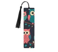Segnalibro in legno con simpatici gufi, per amanti dei libri, segnalibro fai da te con nappe colorate, etichette regalo in legno, rettangolari, idea regalo insolita per uomini e donne