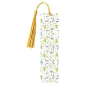 Segnalibro in legno con stampa alpaca lama cactus bandiera montagna per uomini e donne, segnalibri in legno con nappe, ideale come regalo per gli amanti dei libri