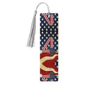 Segnalibro in legno con stampa bandiera patriottica del 4 luglio, per uomini e donne, segnalibri in legno con nappe, ideale come regalo per gli amanti dei libri