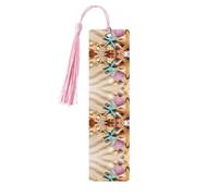 Segnalibro in legno con stampa conchiglie sulla spiaggia, per uomini e donne, segnalibri in legno con nappe, ideale come regalo per gli amanti dei libri