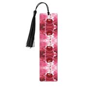 Segnalibro in legno con stampa di ciliegie rosse con nappe, per la lettura di libri con copertina rigida e quaderni