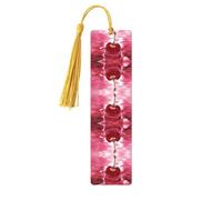 Segnalibro in legno con stampa di ciliegie rosse con nappe, per la lettura di libri con copertina rigida e quaderni