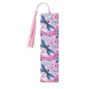 Segnalibro in legno con stampa di libellule rosa e libellula blu, per uomini e donne, segnalibri in legno con nappe, ideale come regalo per gli amanti dei libri