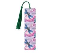 Segnalibro in legno con stampa di libellule rosa e libellula blu, per uomini e donne, segnalibri in legno con nappe, ideale come regalo per gli amanti dei libri