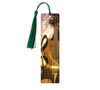 Segnalibro in legno con stampa di note musicali e violino, per uomini e donne, segnalibri in legno con nappe, ideale come regalo per gli amanti dei libri