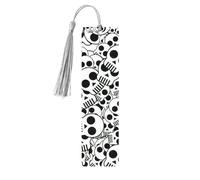 Segnalibro in legno con stampa di teschi bianchi e neri, per uomini e donne, segnalibri in legno con nappe, ideale come regalo per gli amanti dei libri