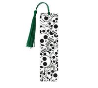 Segnalibro in legno con stampa di teschi bianchi e neri, per uomini e donne, segnalibri in legno con nappe, ideale come regalo per gli amanti dei libri