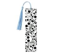 Segnalibro in legno con stampa di teschi bianchi e neri, per uomini e donne, segnalibri in legno con nappe, ideale come regalo per gli amanti dei libri