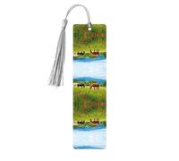 Segnalibro in legno con stampa di vari tipi di cavalli, per uomini e donne, segnalibri in legno con nappe, ideale come regalo per gli amanti dei libri