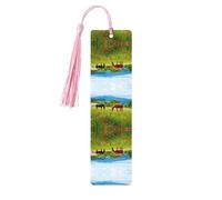 Segnalibro in legno con stampa di vari tipi di cavalli, per uomini e donne, segnalibri in legno con nappe, ideale come regalo per gli amanti dei libri