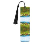 Segnalibro in legno con stampa di vari tipi di cavalli, per uomini e donne, segnalibri in legno con nappe, ideale come regalo per gli amanti dei libri