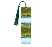 Segnalibro in legno con stampa di vari tipi di cavalli, per uomini e donne, segnalibri in legno con nappe, ideale come regalo per gli amanti dei libri