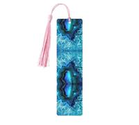 Segnalibro in legno con stampa turchese turchese brillante per uomini e donne, segnalibri in legno con nappe, ideale come regalo per gli amanti dei libri