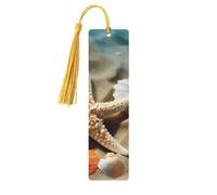 Segnalibro in legno con stella marina, corallo e conchiglia, per uomini e donne, segnalibro in legno unico fatto a mano, con nappa, per amanti dei libri, regalo per insegnanti di compleanno
