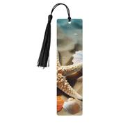Segnalibro in legno con stella marina, corallo e conchiglia, per uomini e donne, segnalibro in legno unico fatto a mano, con nappa, per amanti dei libri, regalo per insegnanti di compleanno